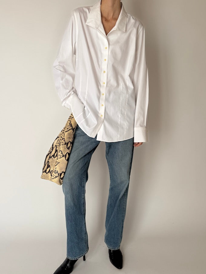 Vintage 100% Cotton Button-Up Shirt White 6652