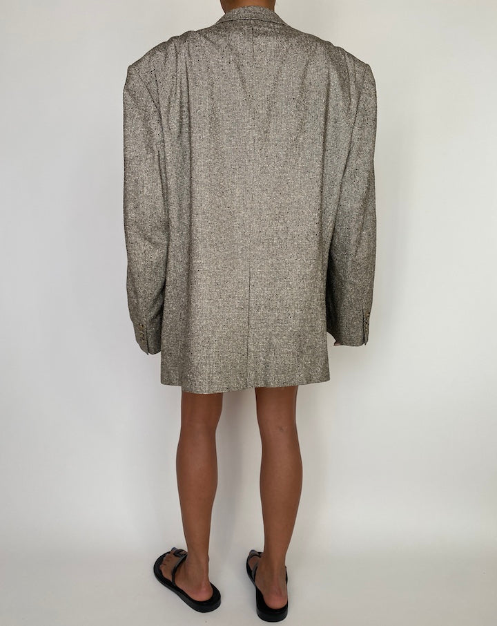 VINTAGE BEIGE OVERSIZED SILK BLAZER 3004