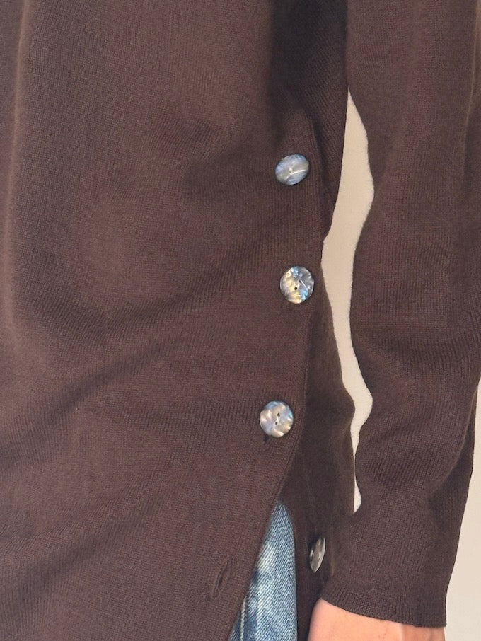 Vintage Brown Knit with Side Buttons 6653