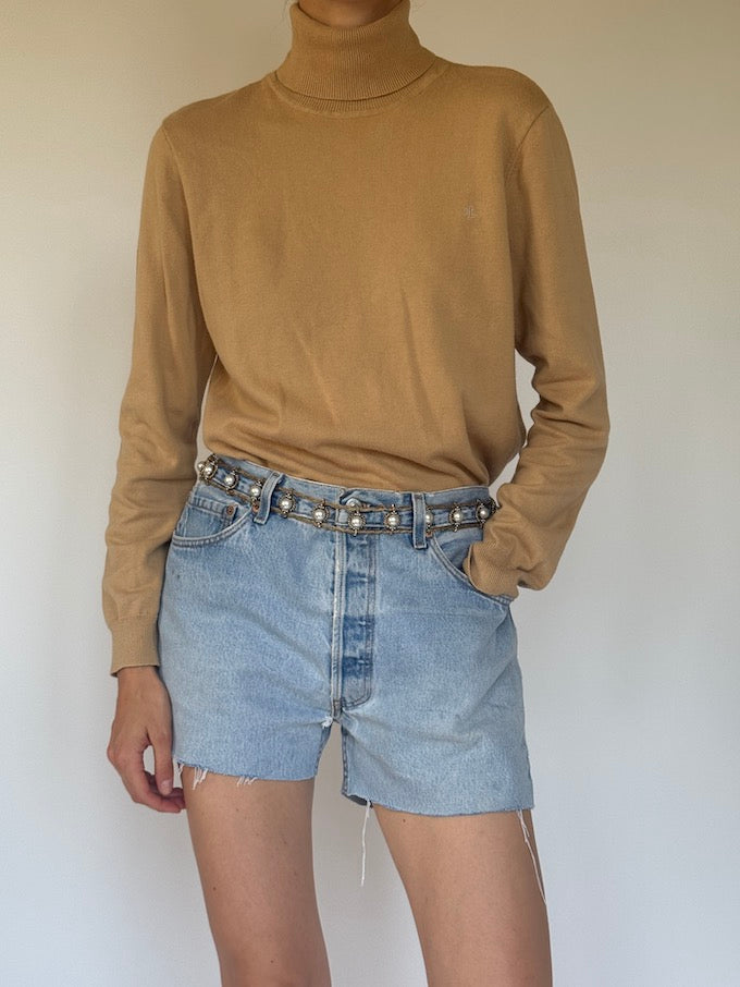 Vintage classic Ralph Lauren cotton turtleneck camel