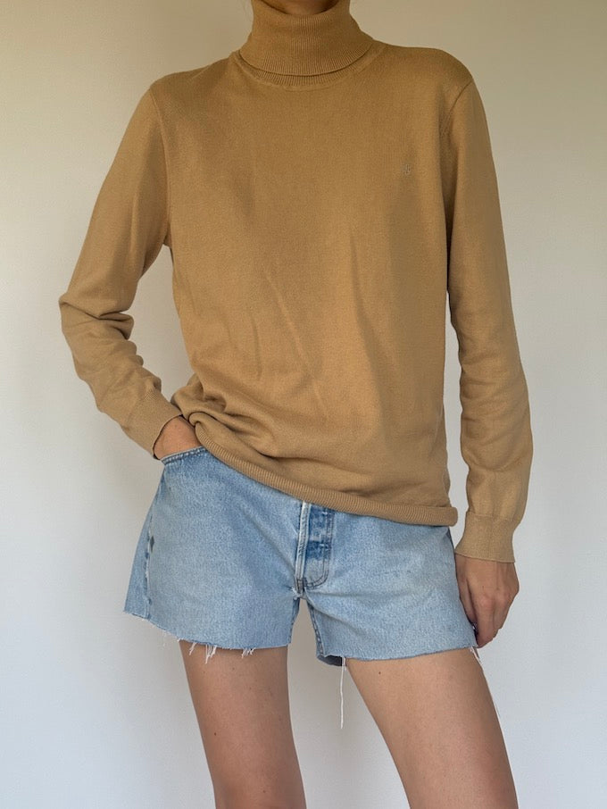 Vintage classic Ralph Lauren cotton turtleneck camel