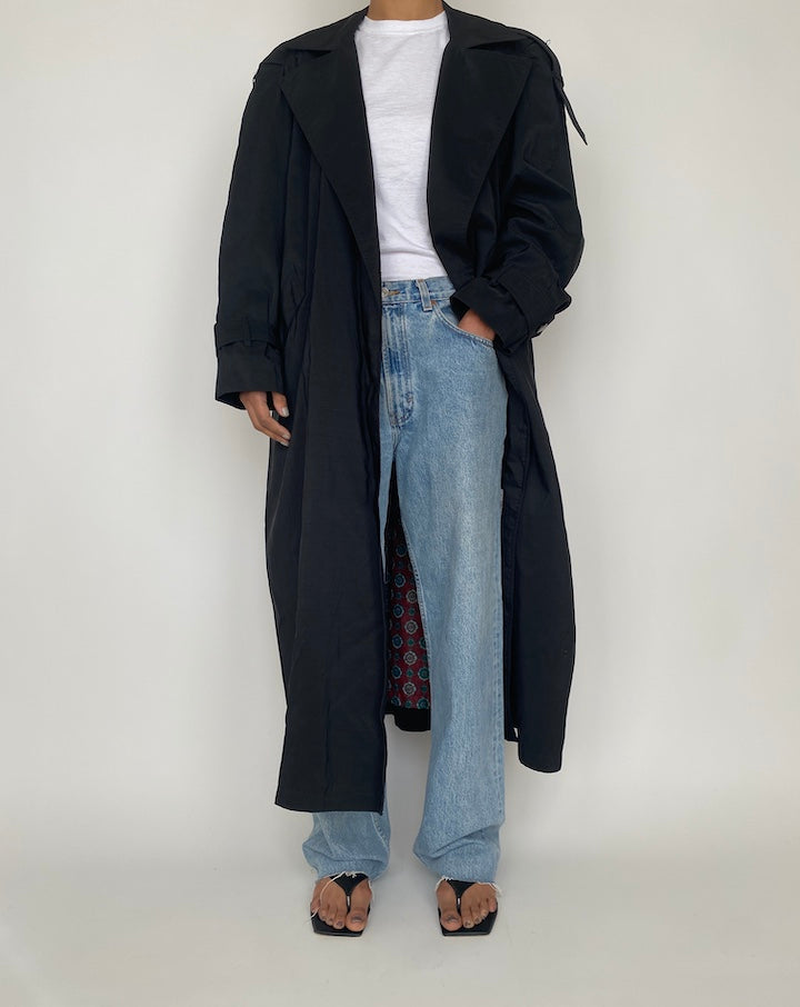 VINTAGE BLACK TRENCH COAT 2437