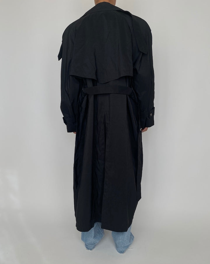 VINTAGE BLACK TRENCH COAT 2437