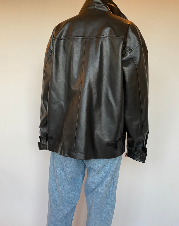 VINTAGE OVERSIZED FAUX LEATHER JACKET 1645