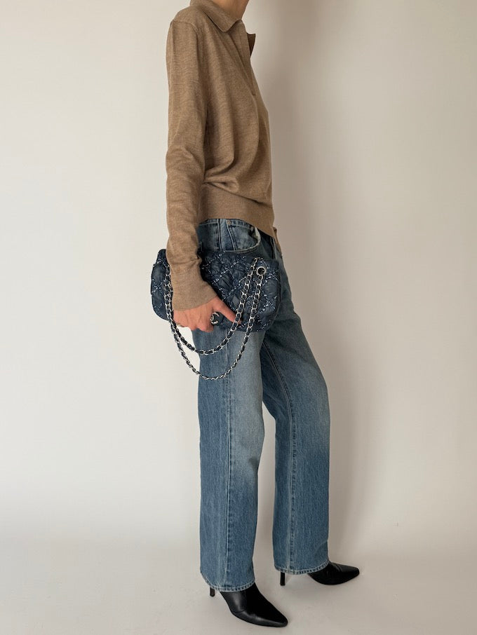 Vintage Calvin Klein Wool-Blend Polo Sweater Camel 6654