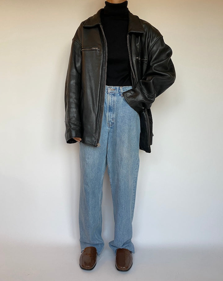 VINTAGE OVERSIZED BLACK LEATHER JACKET 1647