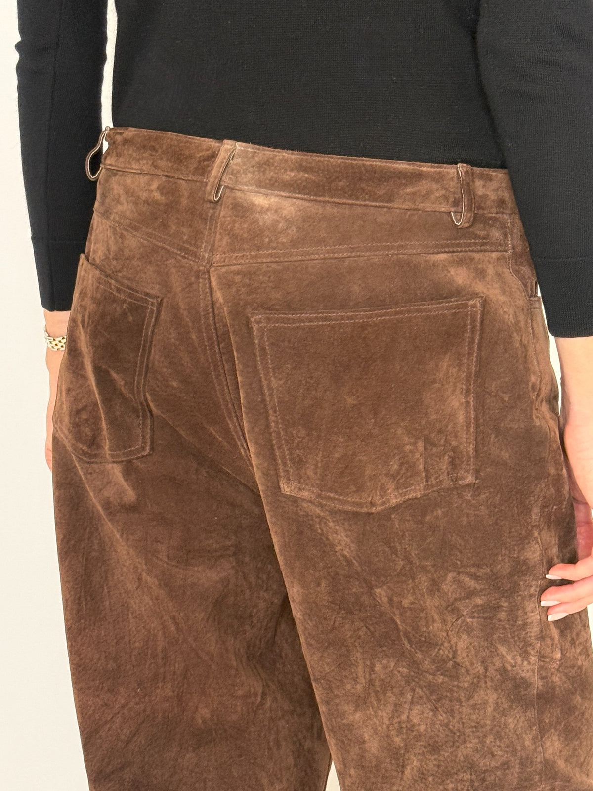 Vintage chocolate brown suede leather pants