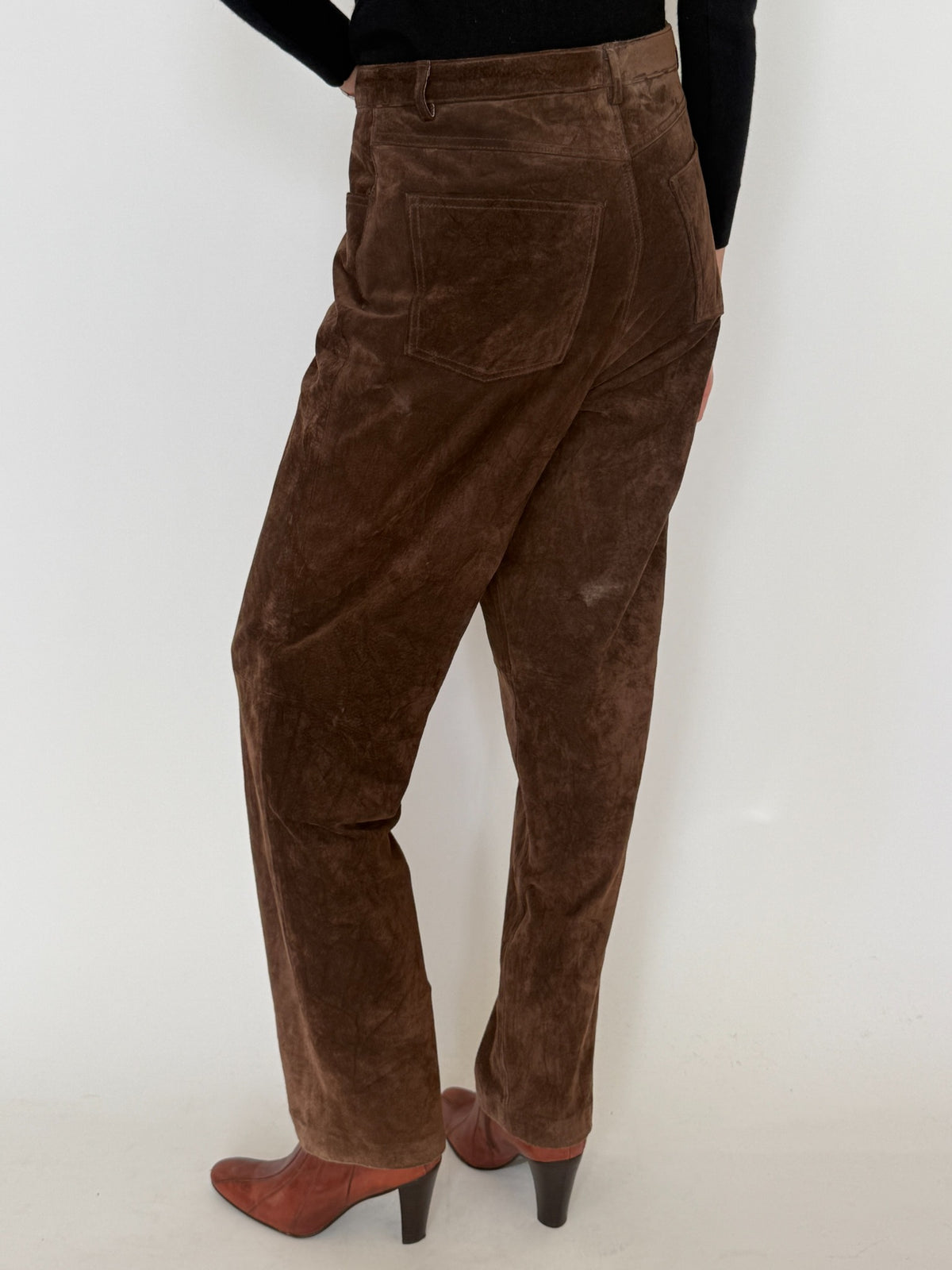 Vintage chocolate brown suede leather pants