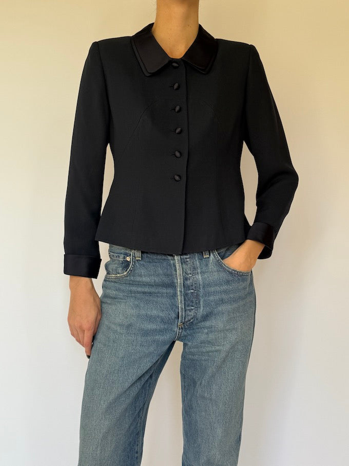 Vintage Fitted Blazer Navy 5866
