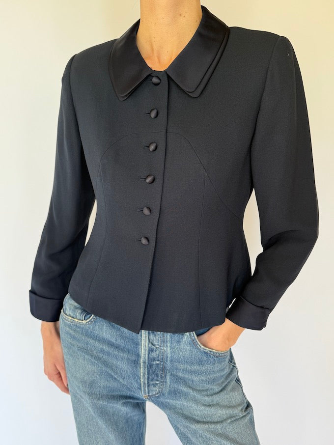 Vintage Fitted Blazer Navy 5866