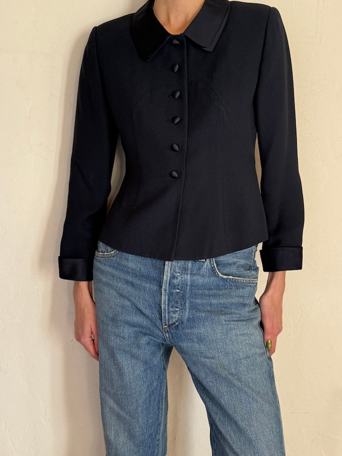 Vintage Fitted Blazer Navy 5866