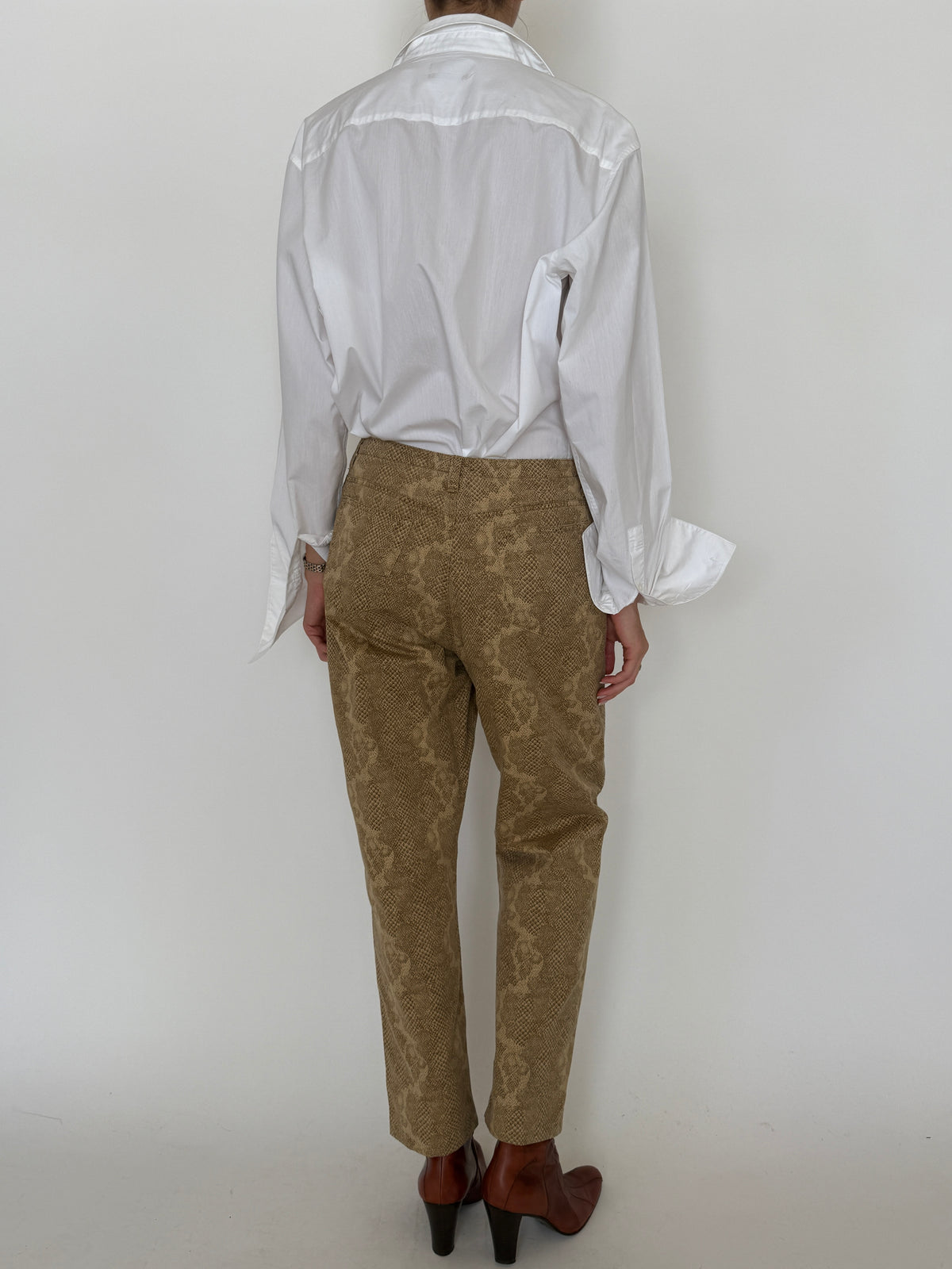 Vintage Tan Snakeskin Print Pants 8381