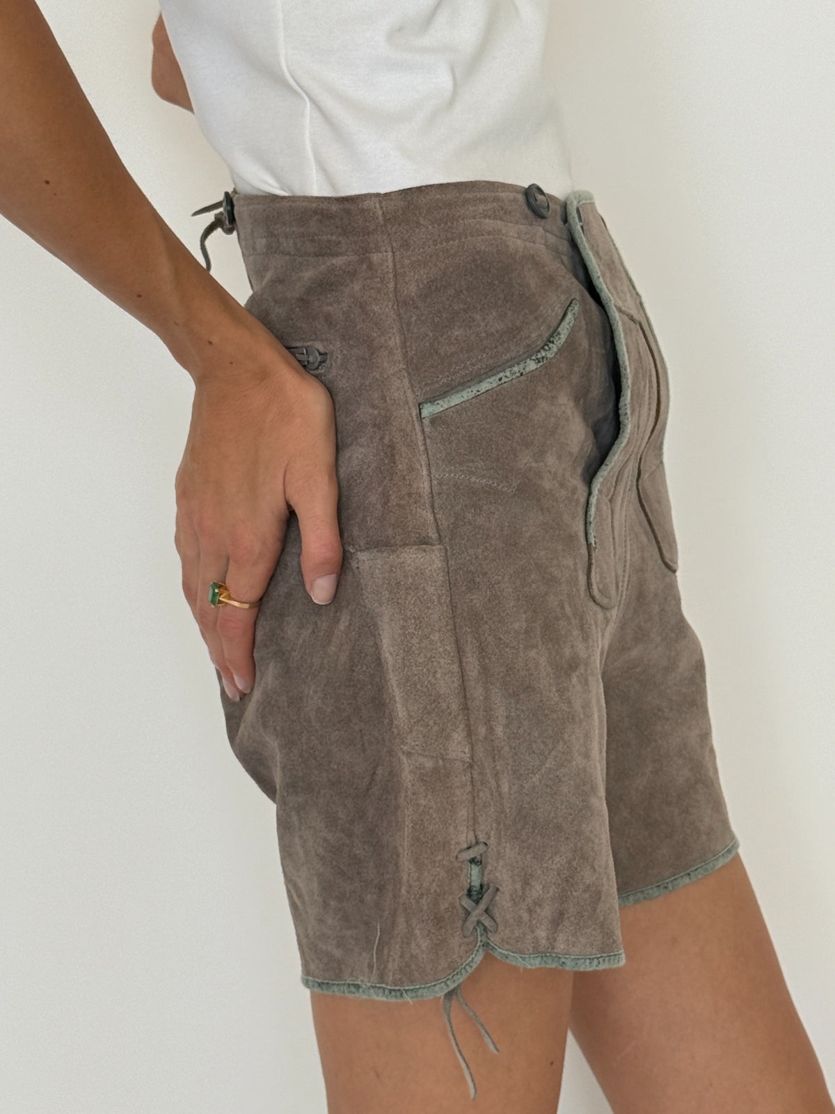Vintage western suede leather shorts view 3