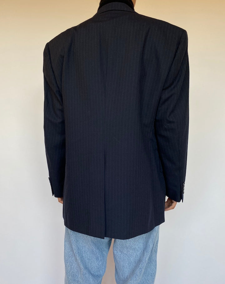 VINTAGE PINSTRIPED NAVY BLAZER 1656