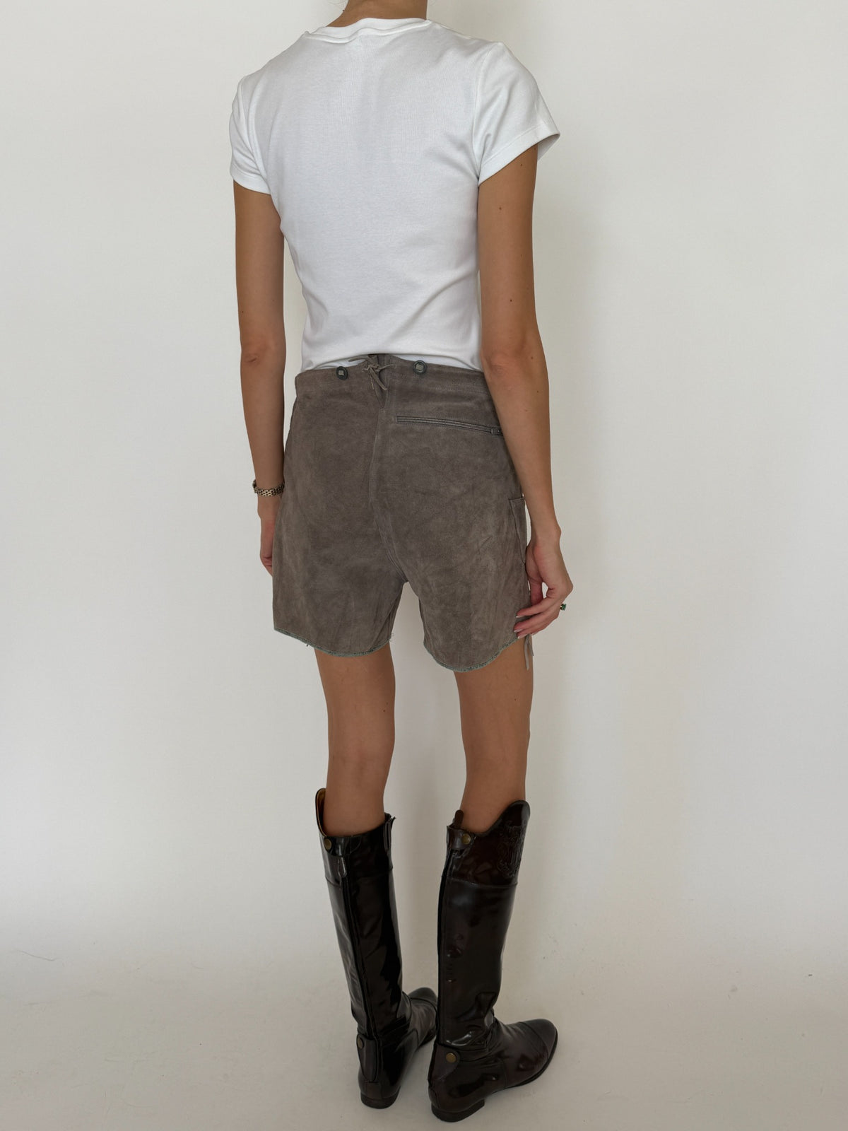 Vintage western suede leather shorts view 6