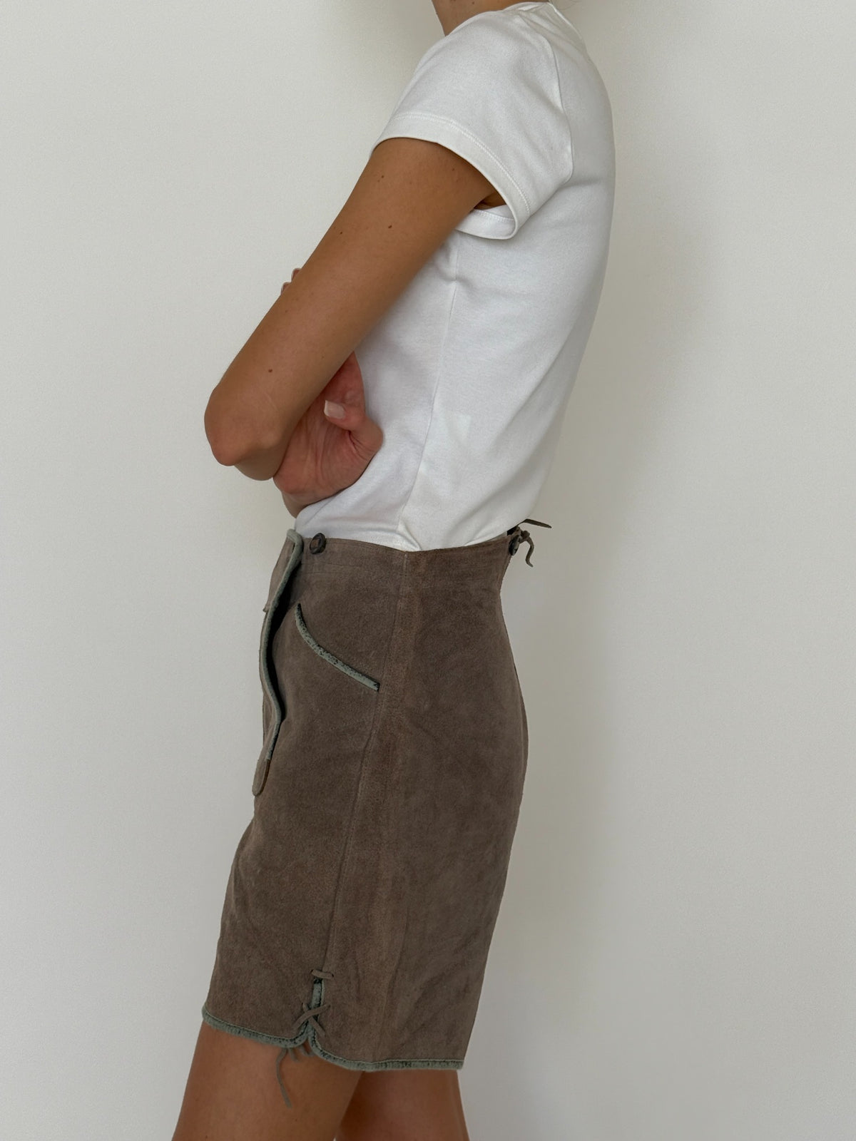 Vintage western suede leather shorts view 8