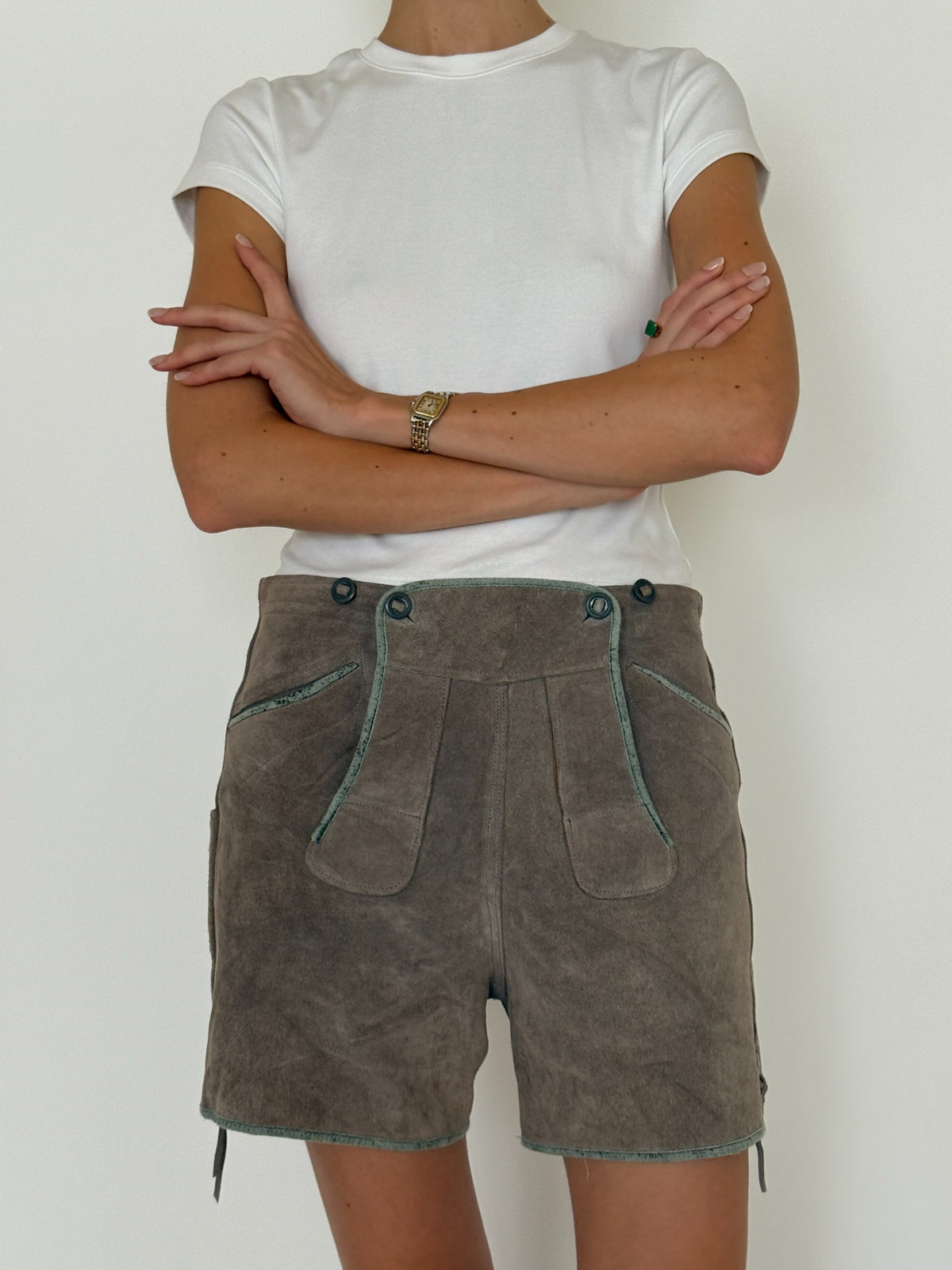 Vintage western suede leather shorts view 1