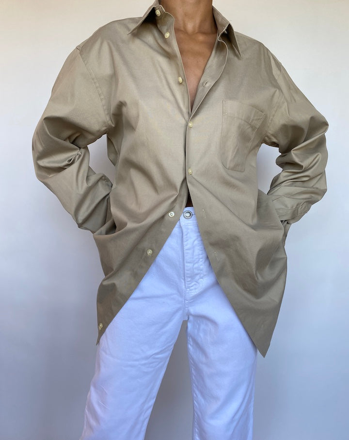 VITAGE OVERSIZED BEIGE COTTON SHIRT 698