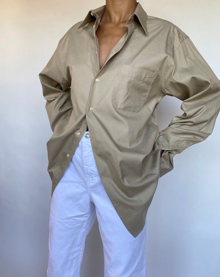 VITAGE OVERSIZED BEIGE COTTON SHIRT 698