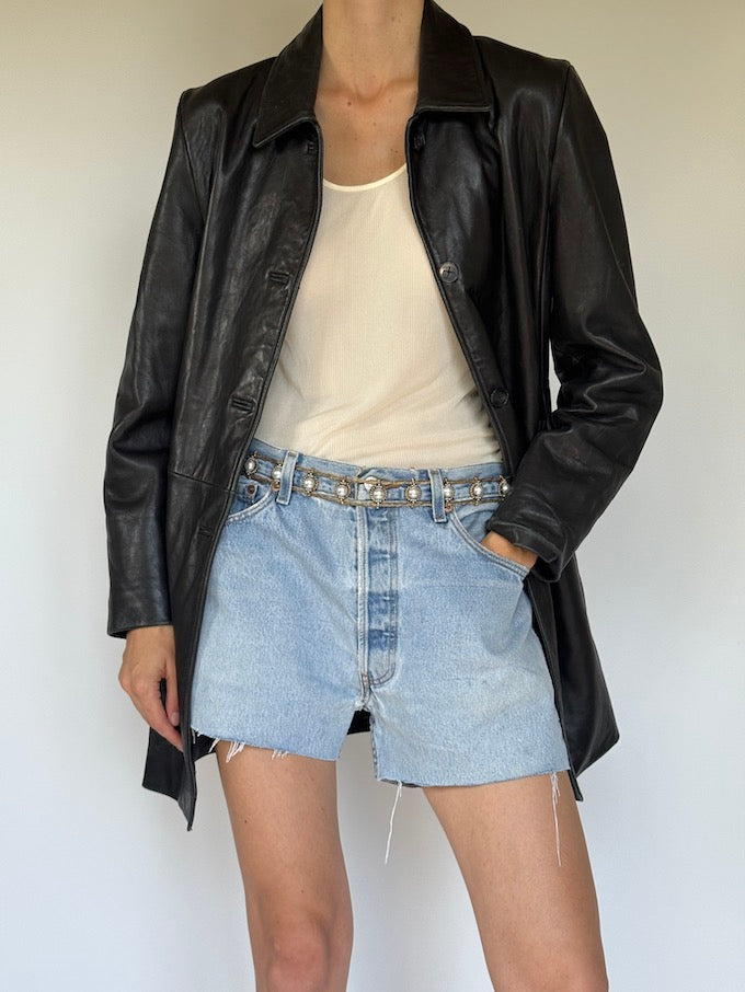 Vintage leather jacket black 6348