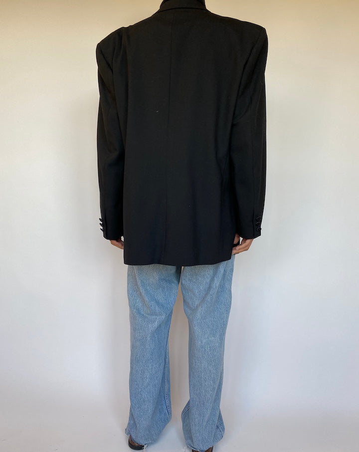 VINTAGE DOUBLE BREASTED BLACK BLAZER 1661