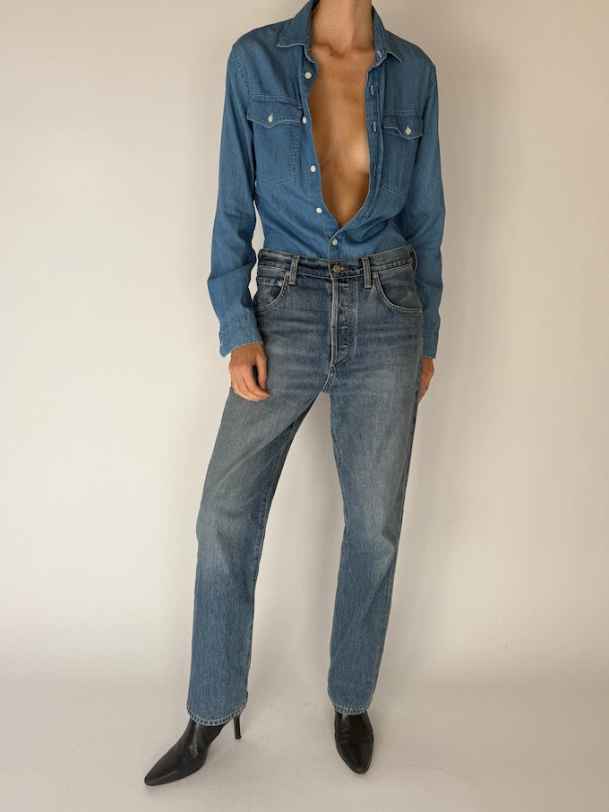 Vintage Denim Button-Up Shirt 2661