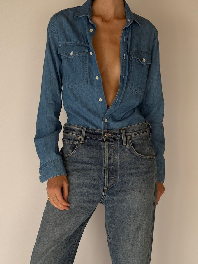 Vintage Denim Button-Up Shirt 2661