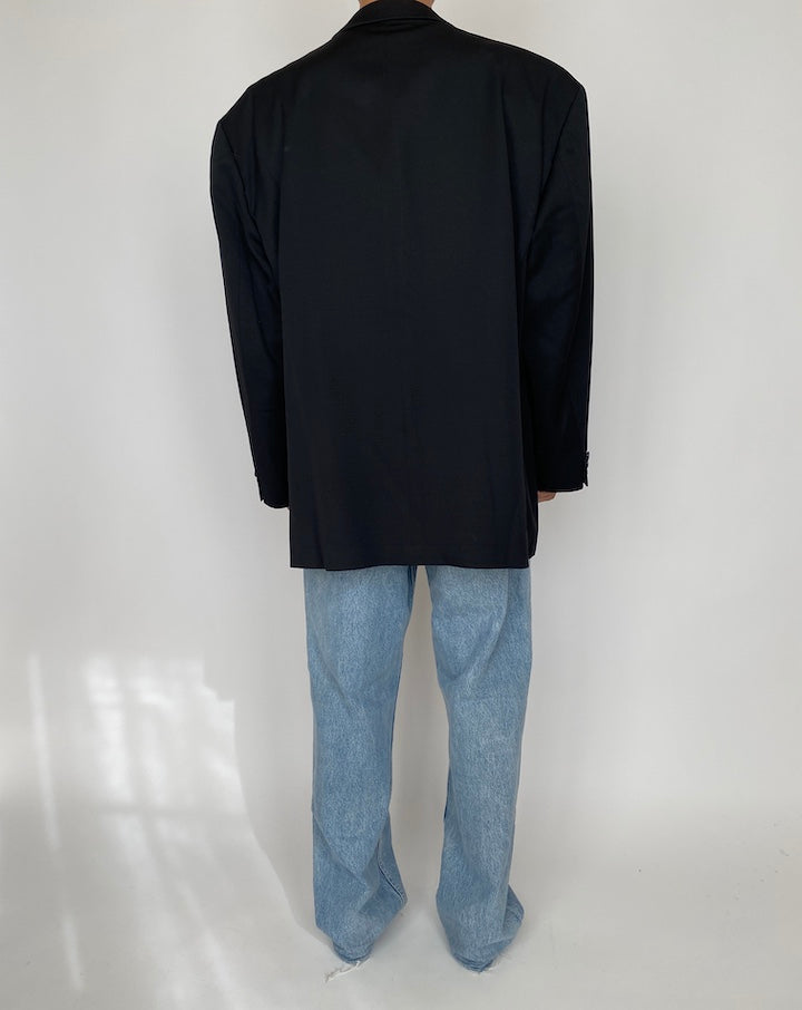 VINTAGE OVERSIZED BLACK WOOL BLAZER 2453
