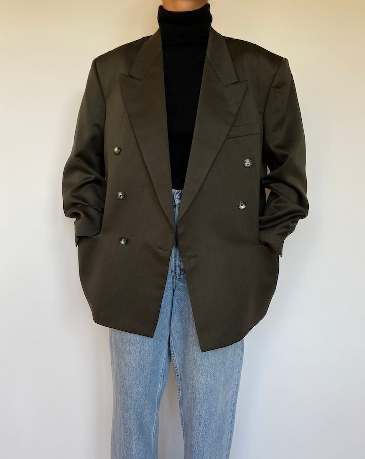 VINTAGE GREEN OVERSIZED DOUBLE BREASTED BLAZER 1663
