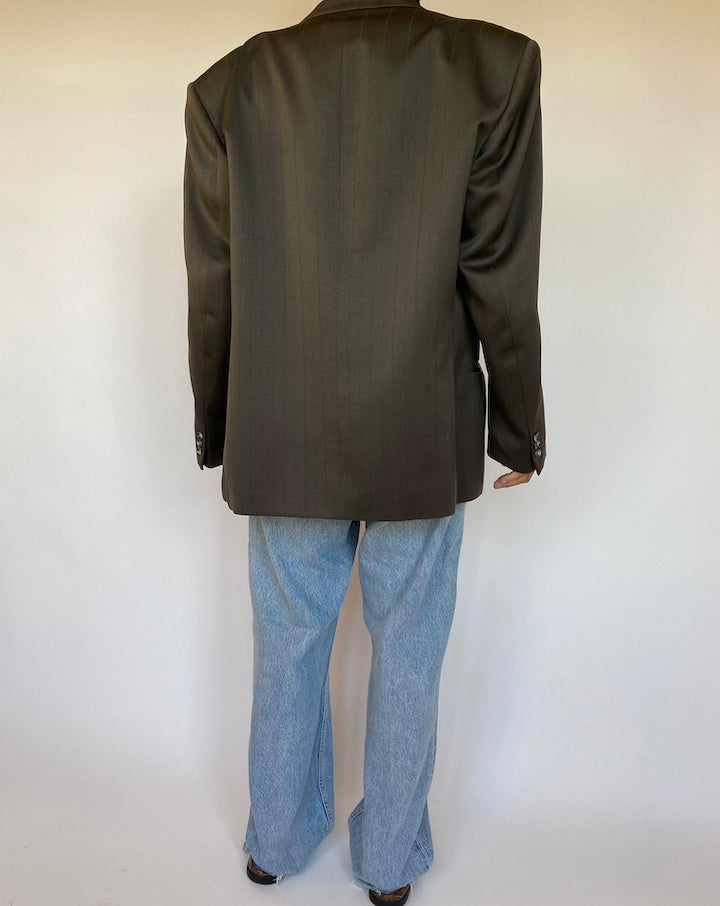 VINTAGE GREEN OVERSIZED DOUBLE BREASTED BLAZER 1663