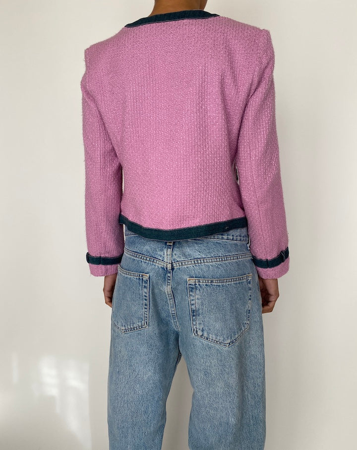 VINTAGE TWEED PINK AND DENIM BLAZER 2454