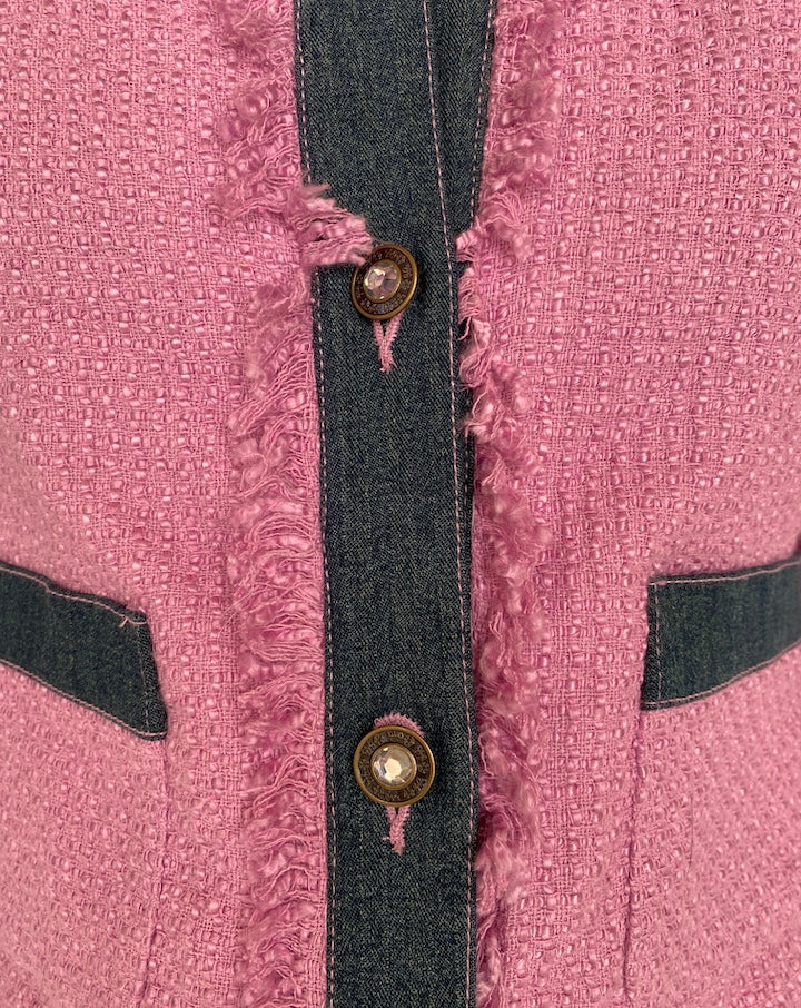 VINTAGE TWEED PINK AND DENIM BLAZER 2454