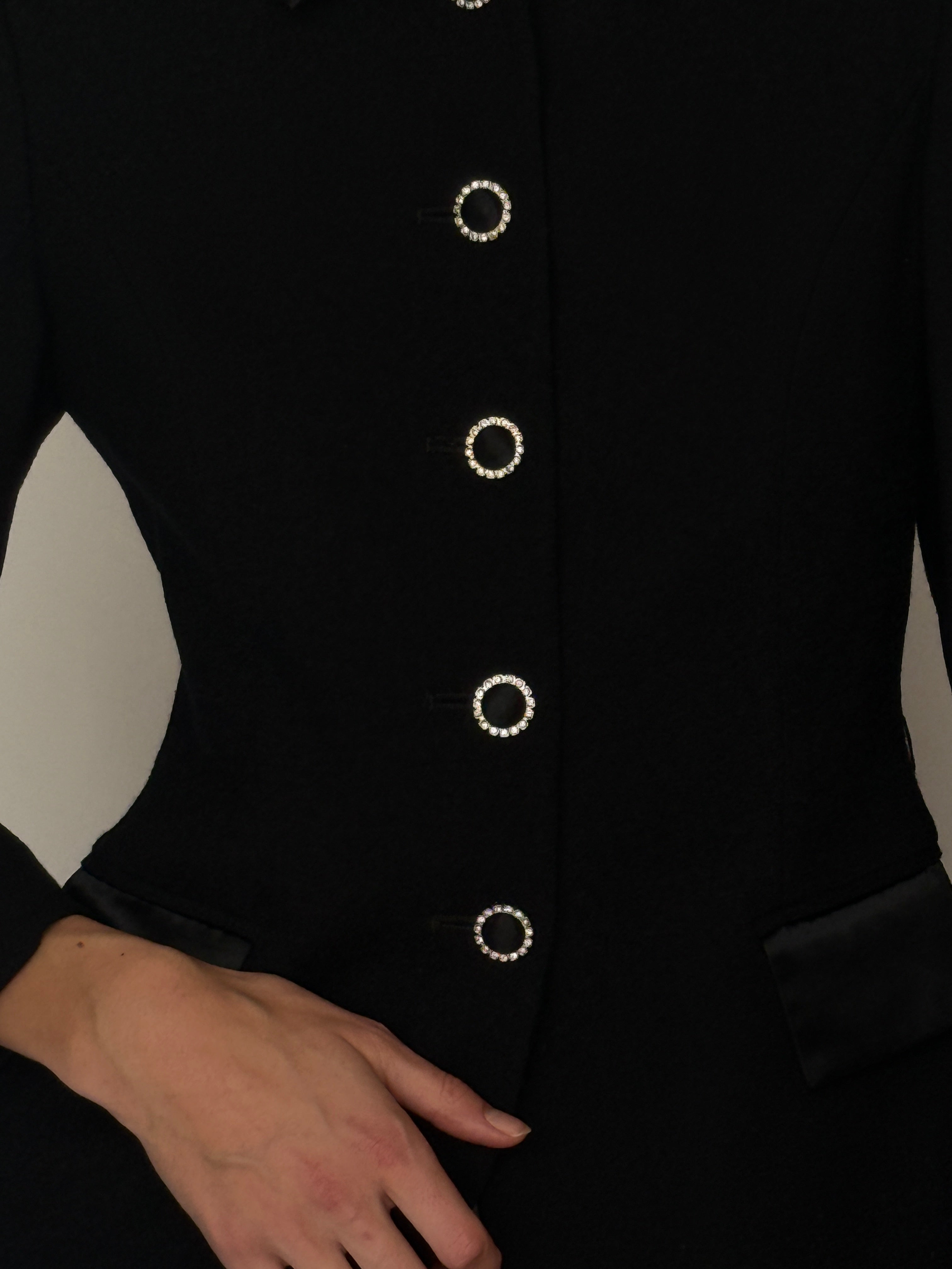 Vintage black wool fabric close-up