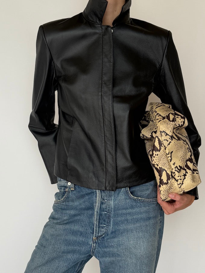 Vintage Leather jacket Black 6454