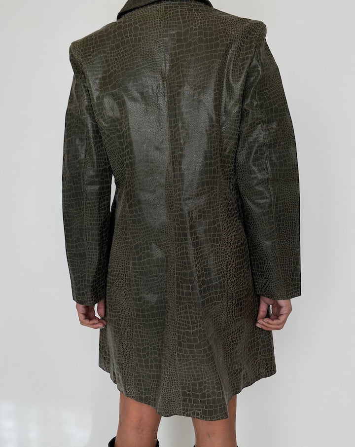 VINTAGE GREEN CROC LEATHER JACKET 2456