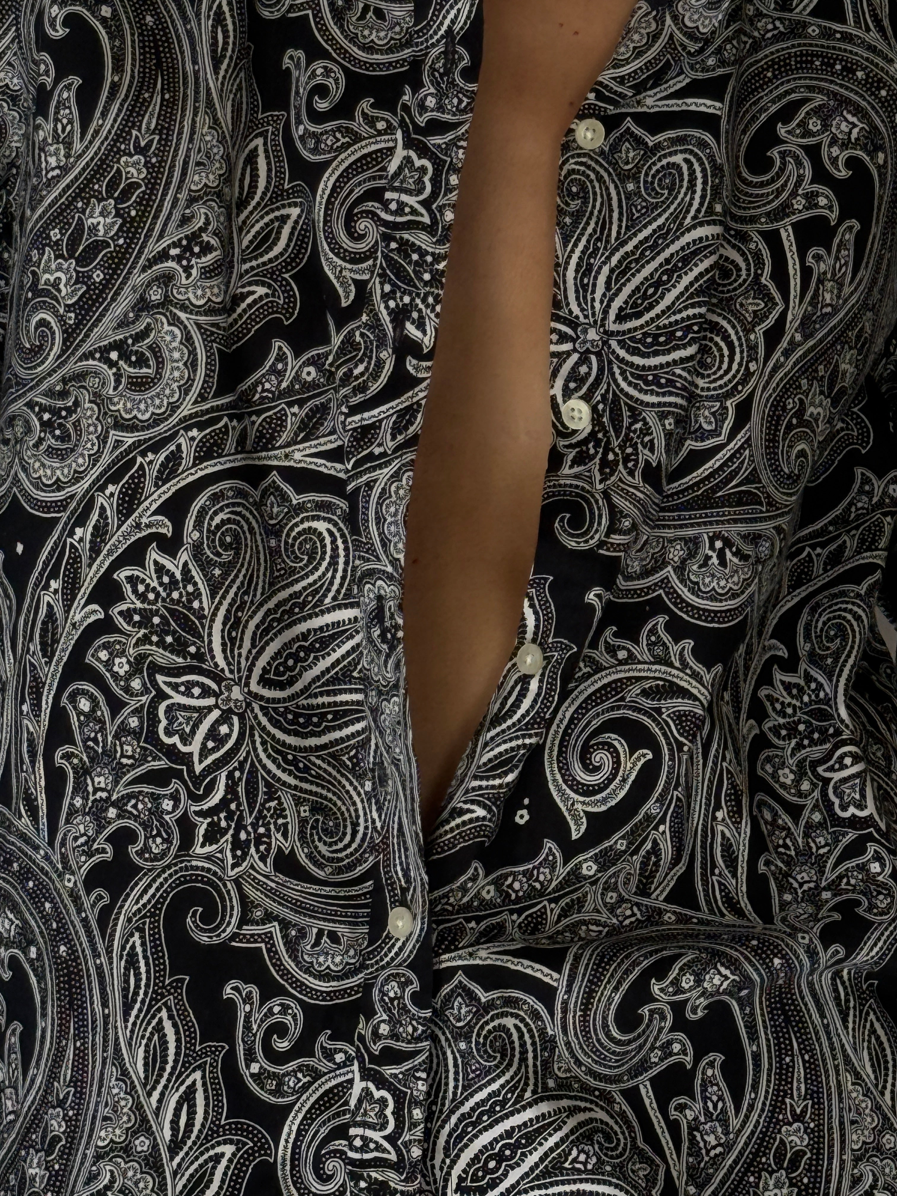 Vintage Ralph Lauren Paisley Button-Down Shirt Black & White 6665