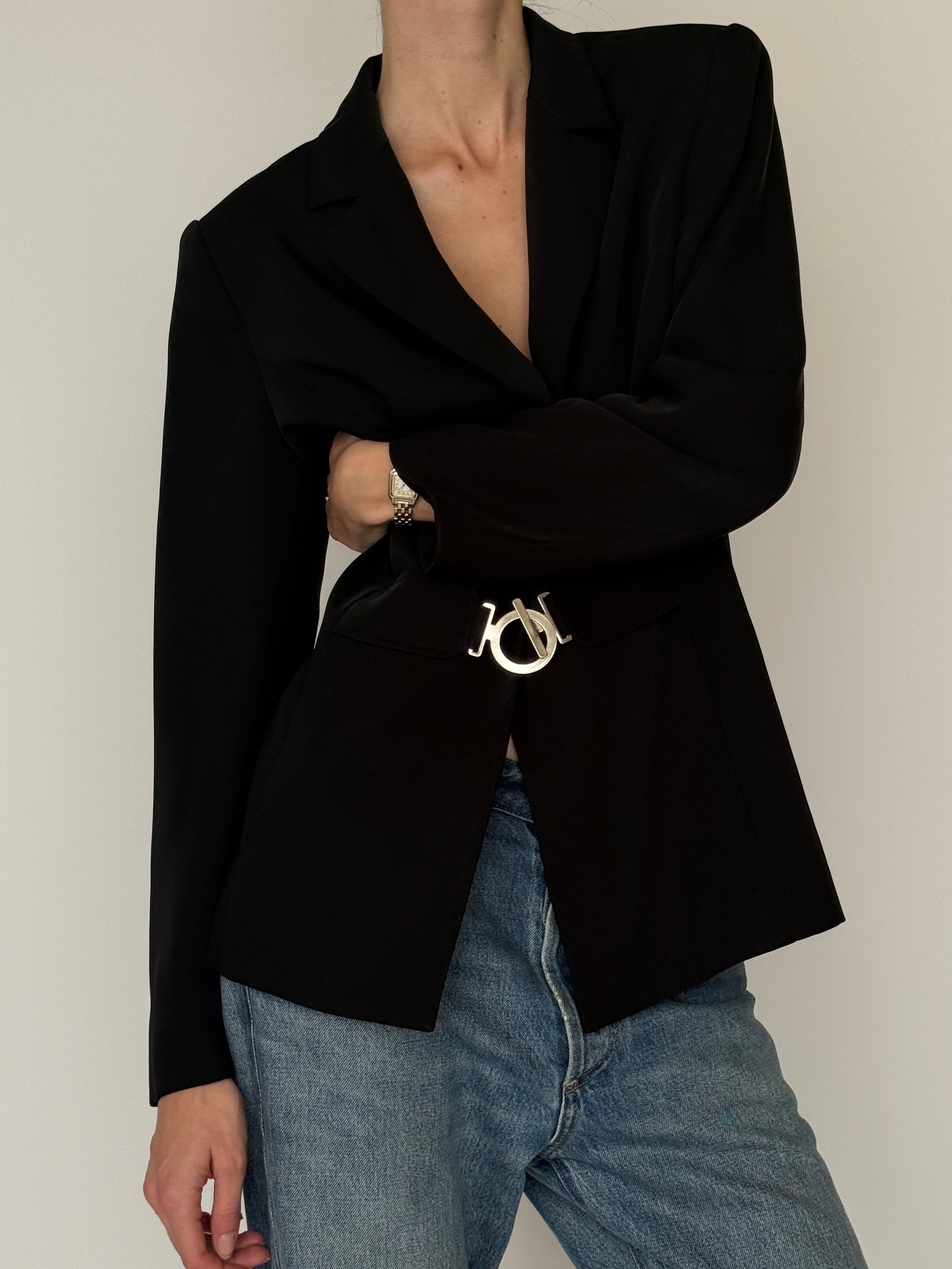 Vintage black blazer front view