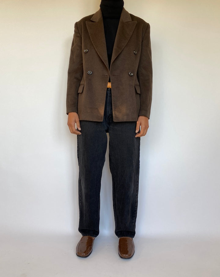 VINTAGE BROWN WOOL AND ANGORA BLAZER 1671
