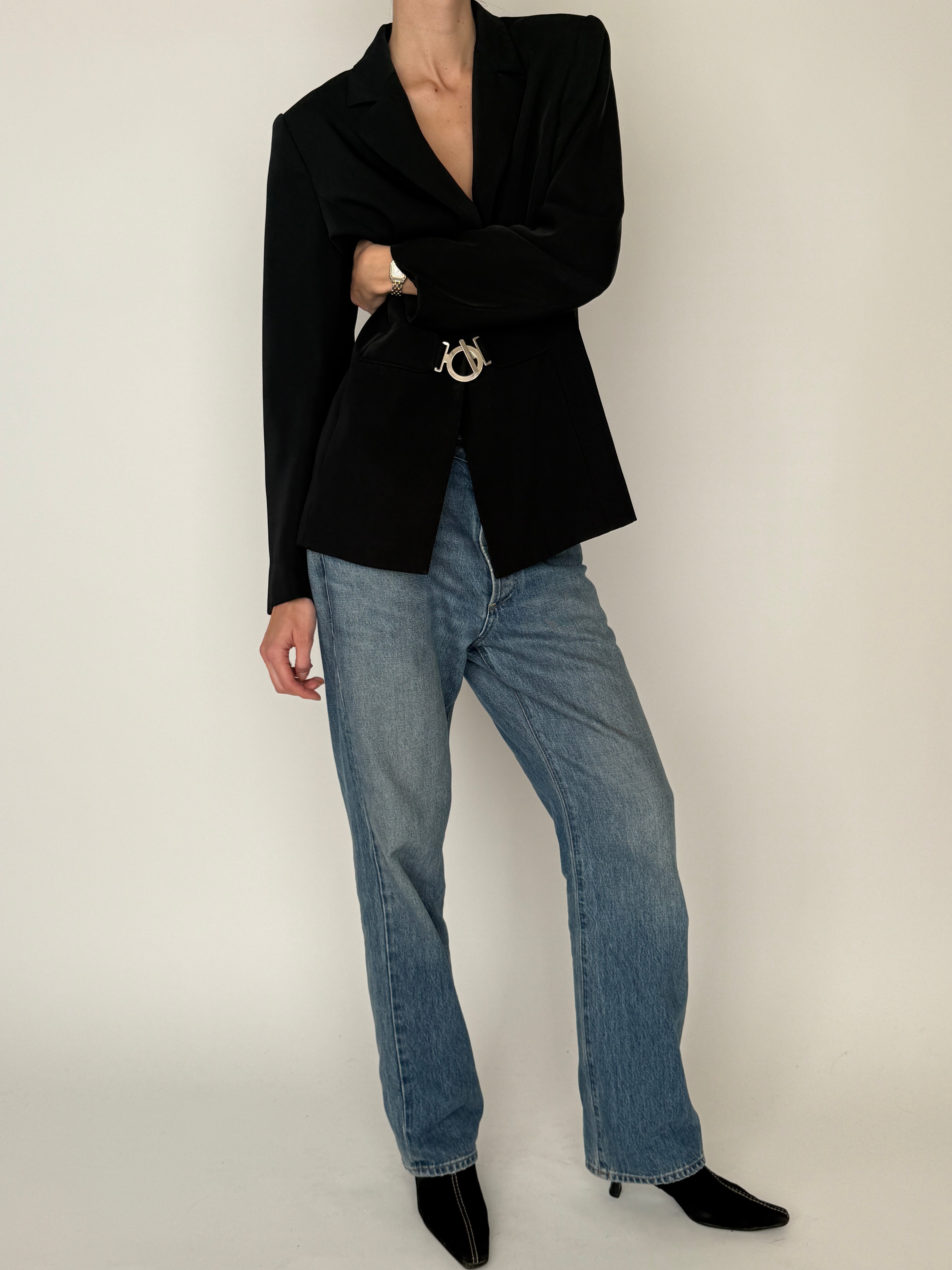 Vintage black blazer front view