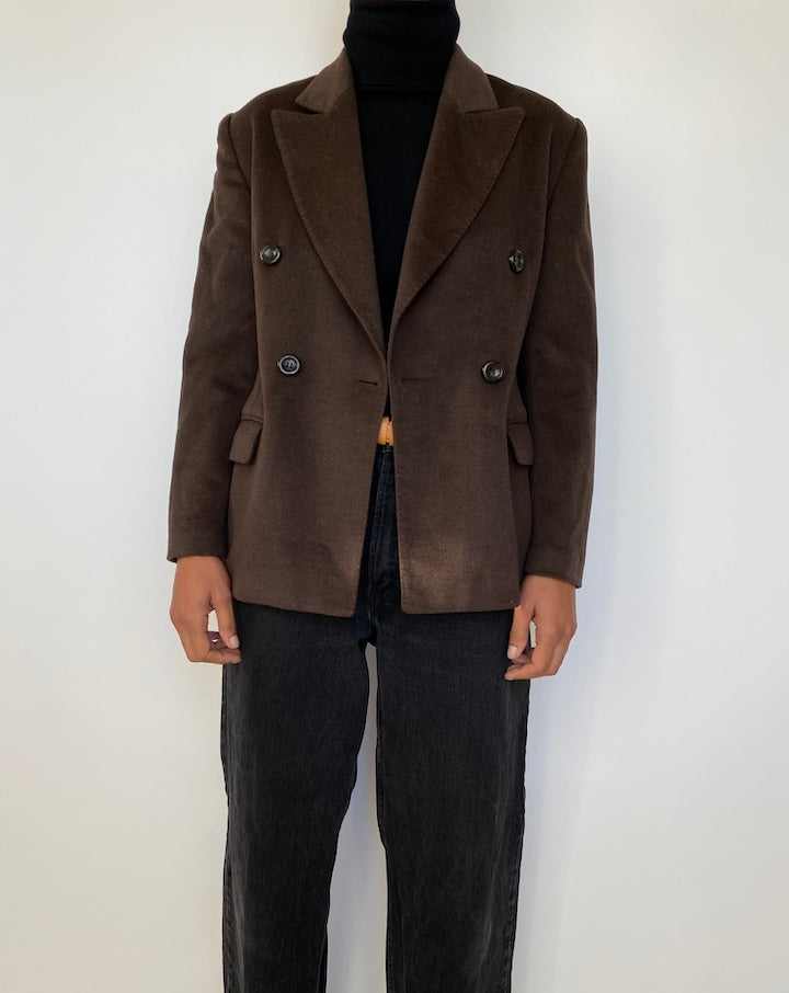 VINTAGE BROWN WOOL AND ANGORA BLAZER 1671