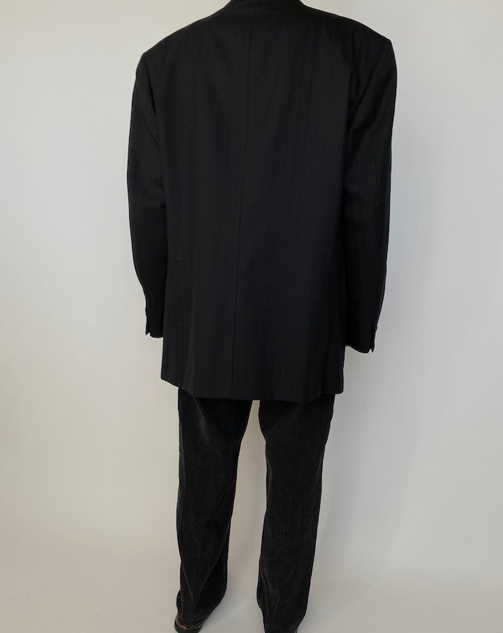 VINTAGE BLACK PINSTRIPED OVERSIZED BLAZER 1672