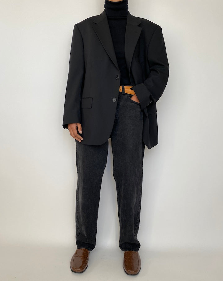 VINTAGE BLACK WOOL BLAZER 1675