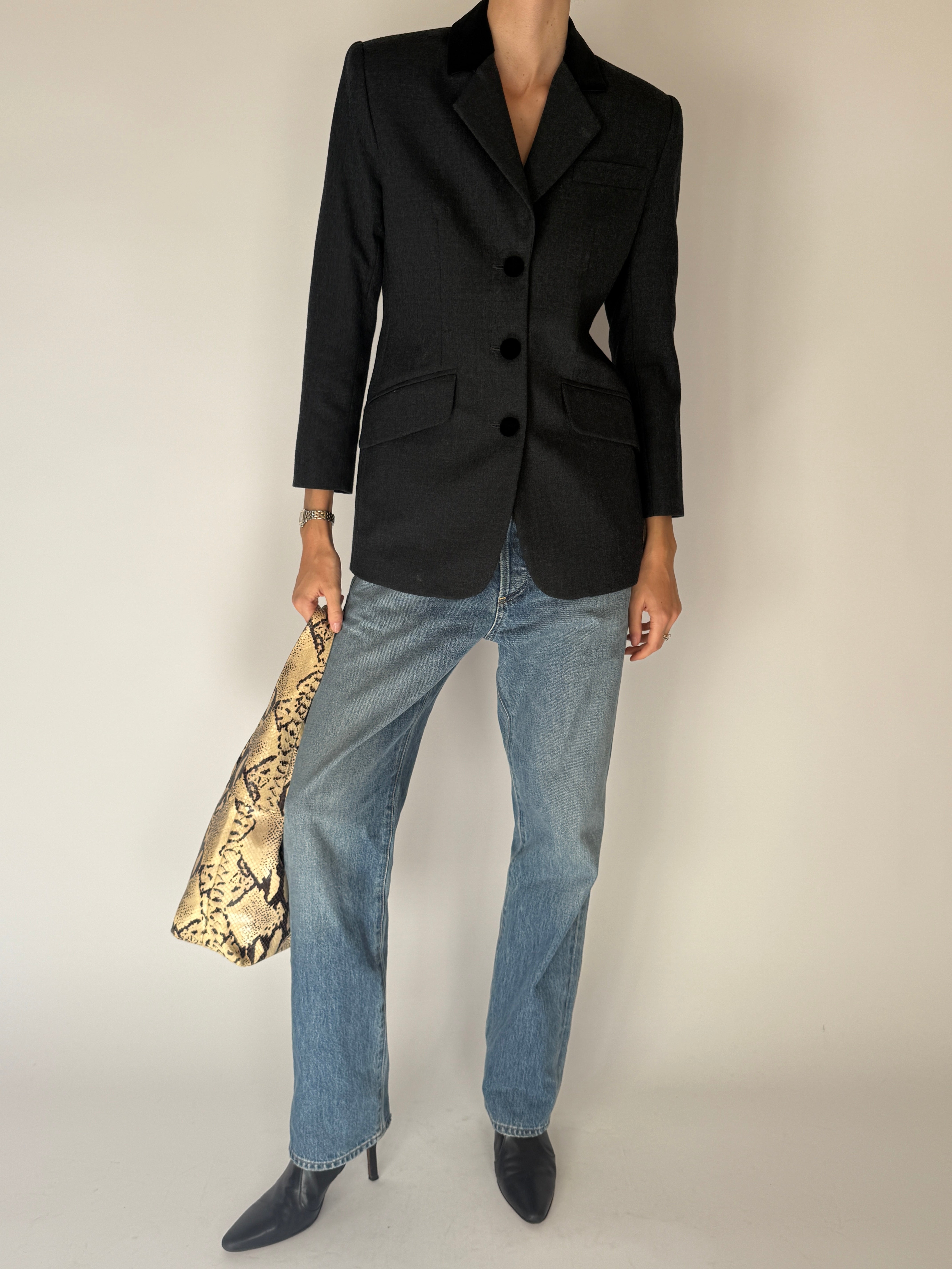 Structured Tailored Blazer Dark Grey 6668