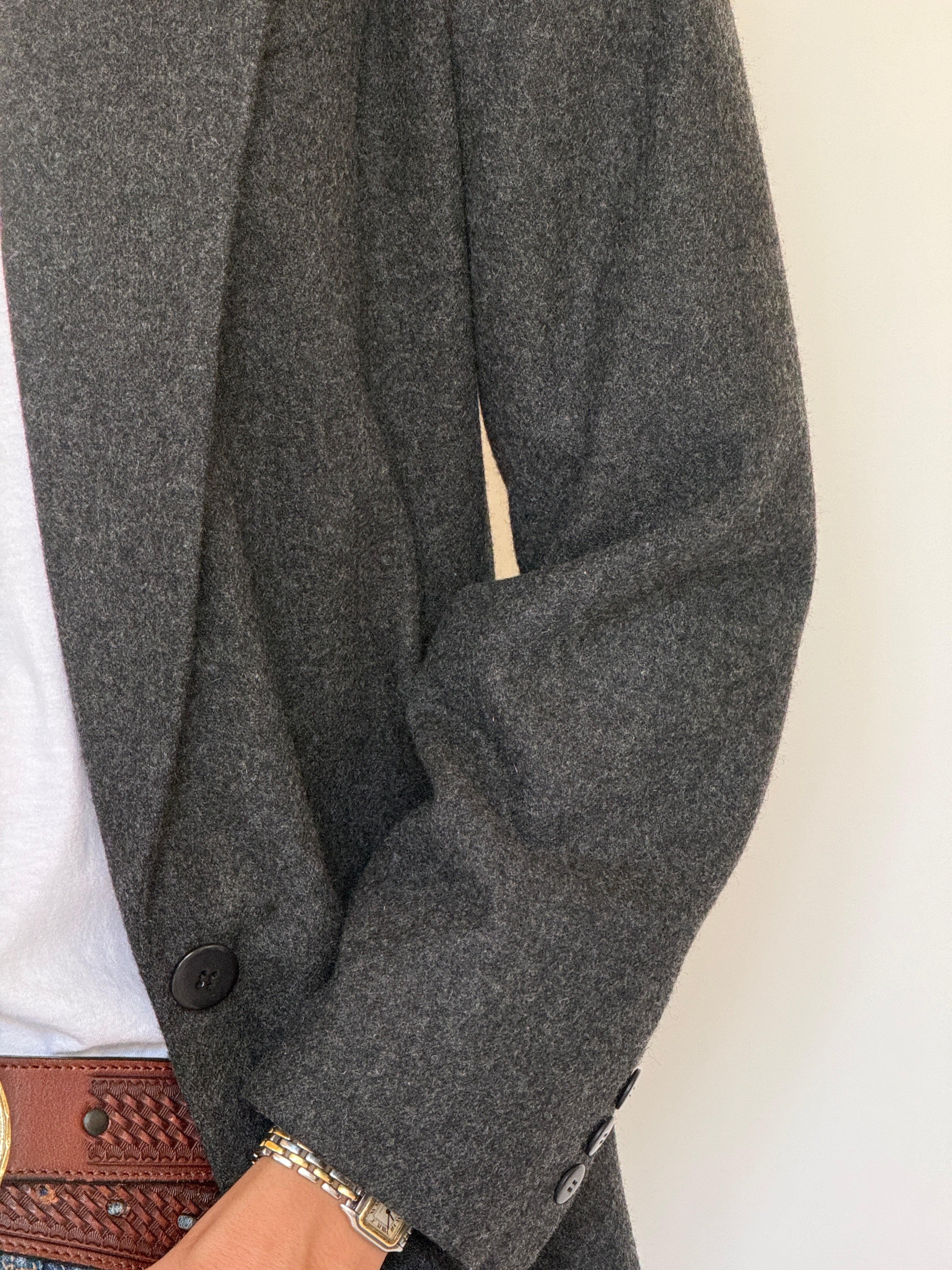 Vintage grey wool fabric close-up