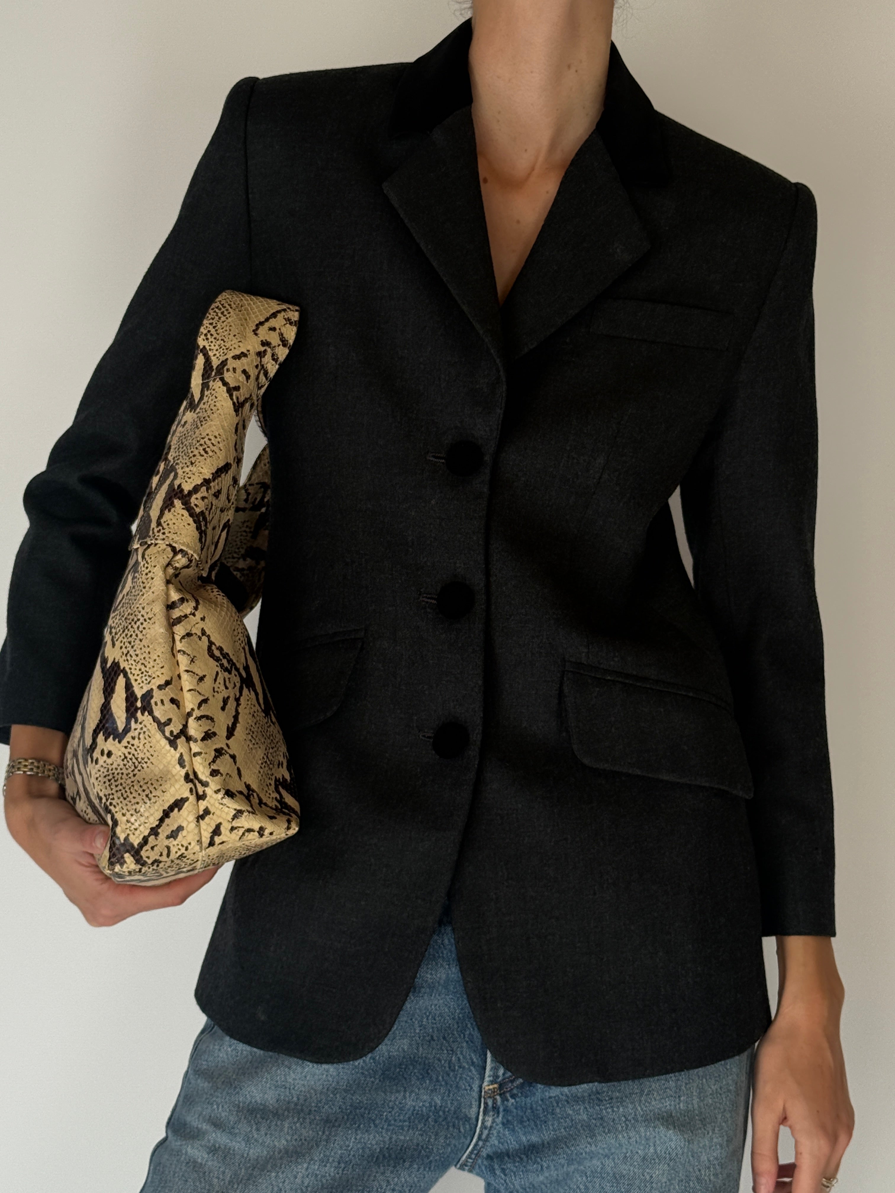 Structured Tailored Blazer Dark Grey 6668