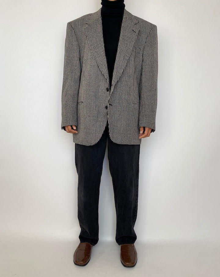 VINTAGE BLACK AND WHITE WOOL BLAZER 1679