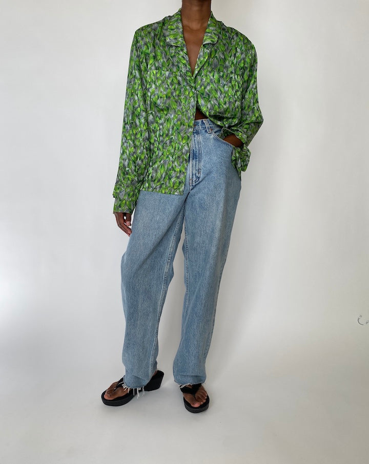 VINTAGE GREEN PATTERNED BLOUSE 3895