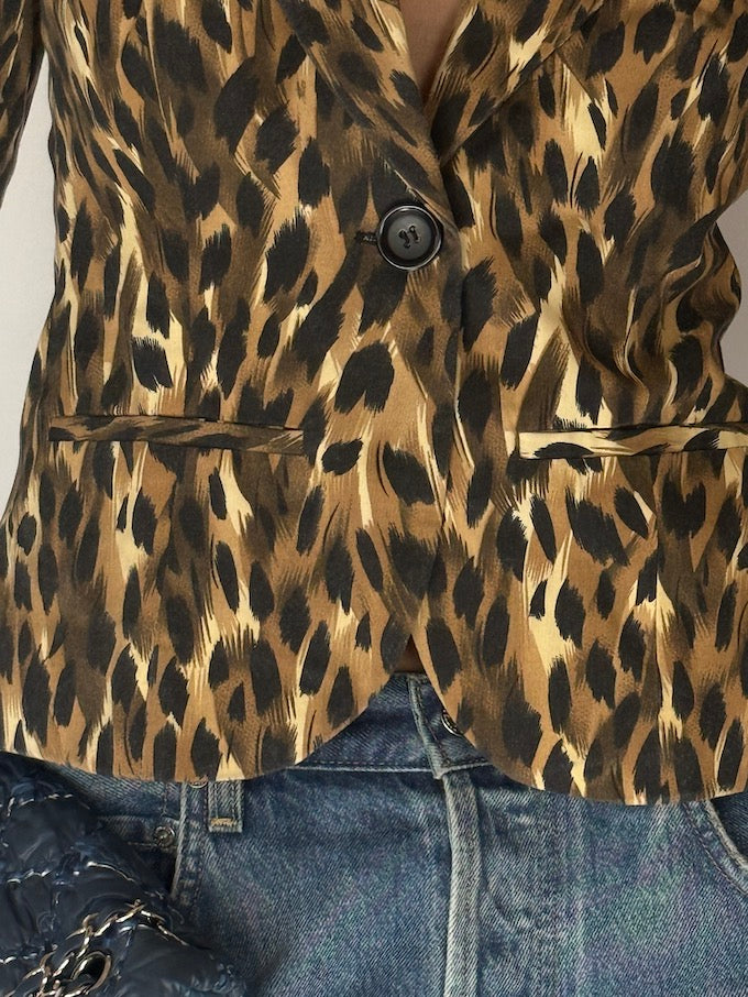 Vintage Structured Blazer Leopard 2670