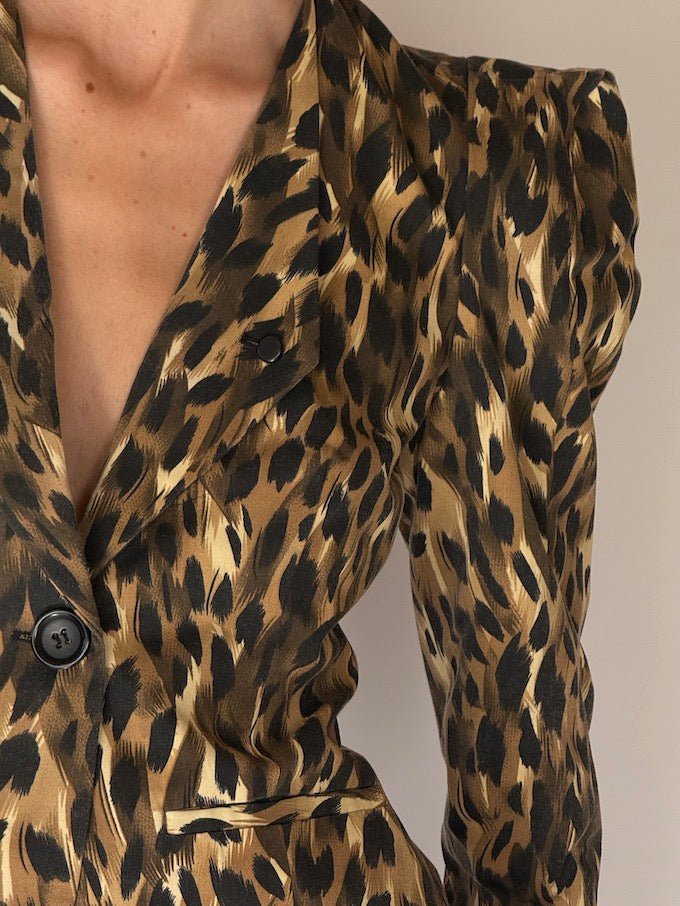 Vintage Structured Blazer Leopard 2670