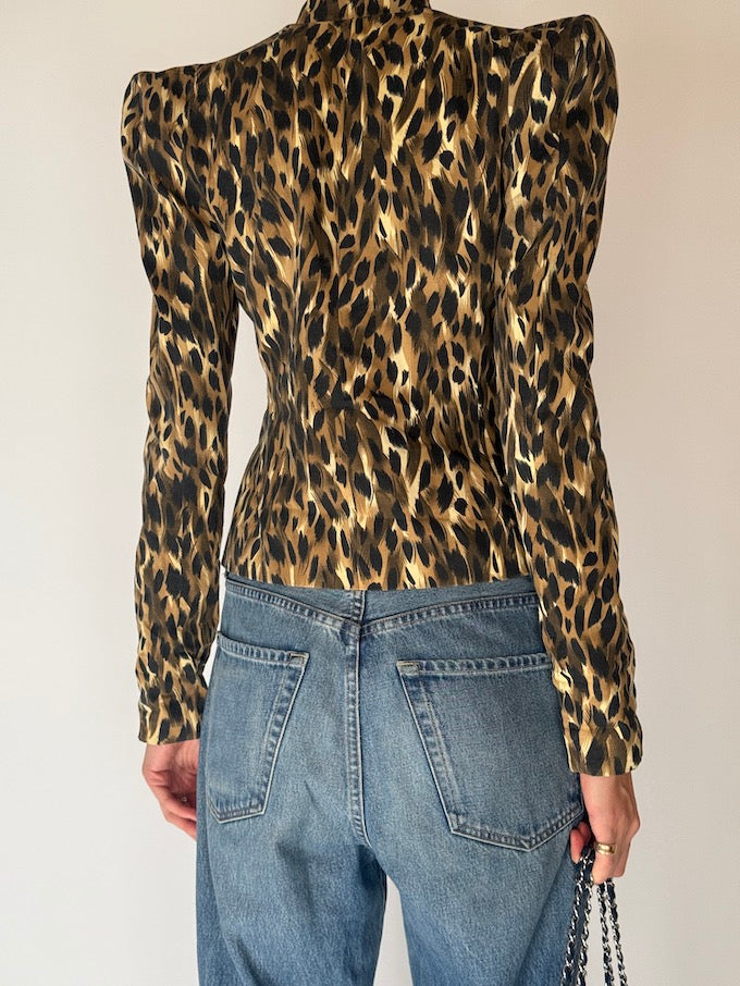 Vintage Structured Blazer Leopard 2670